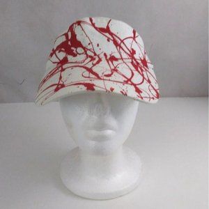 Vintage OSFM White & Red Paint Splatter Design Unisex Visor